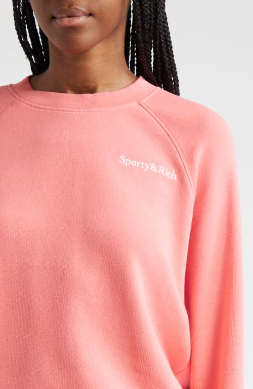 Shop Sporty And Rich Sporty & Rich Embroidered Logo Cotton Graphic Sweatshirt In Cotton Candy