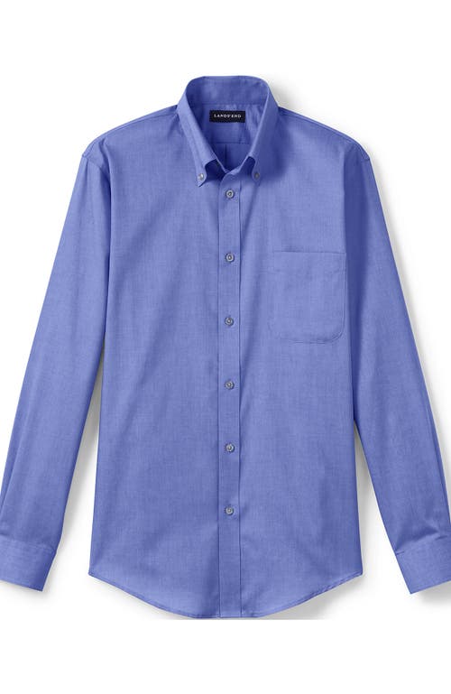 Lands' End School Uniform  Long Sleeve No Iron Pinpoint Dress Shirt In French Blue