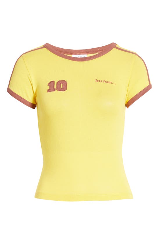 Shop Iets Frans Mia Football Baby Tee In Yellow