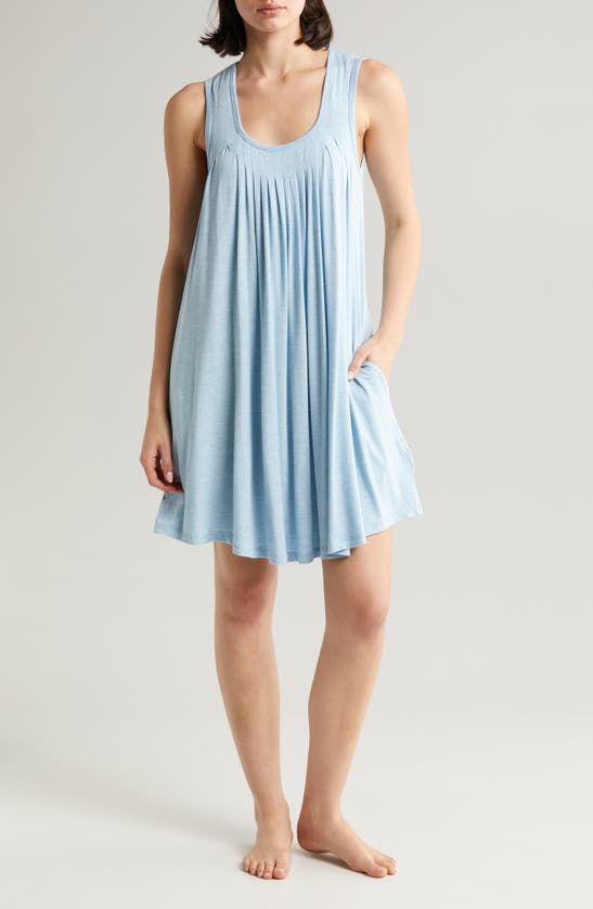 Papinelle Kate Pleated Stretch Modal Nightgown In Crystal Blue