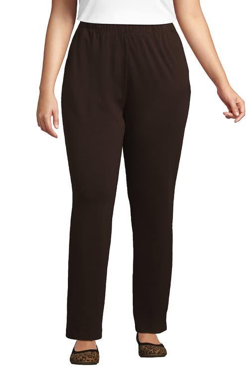 Shop Lands' End Plus Size Sport Knit High Rise Pants In Rich Coffee