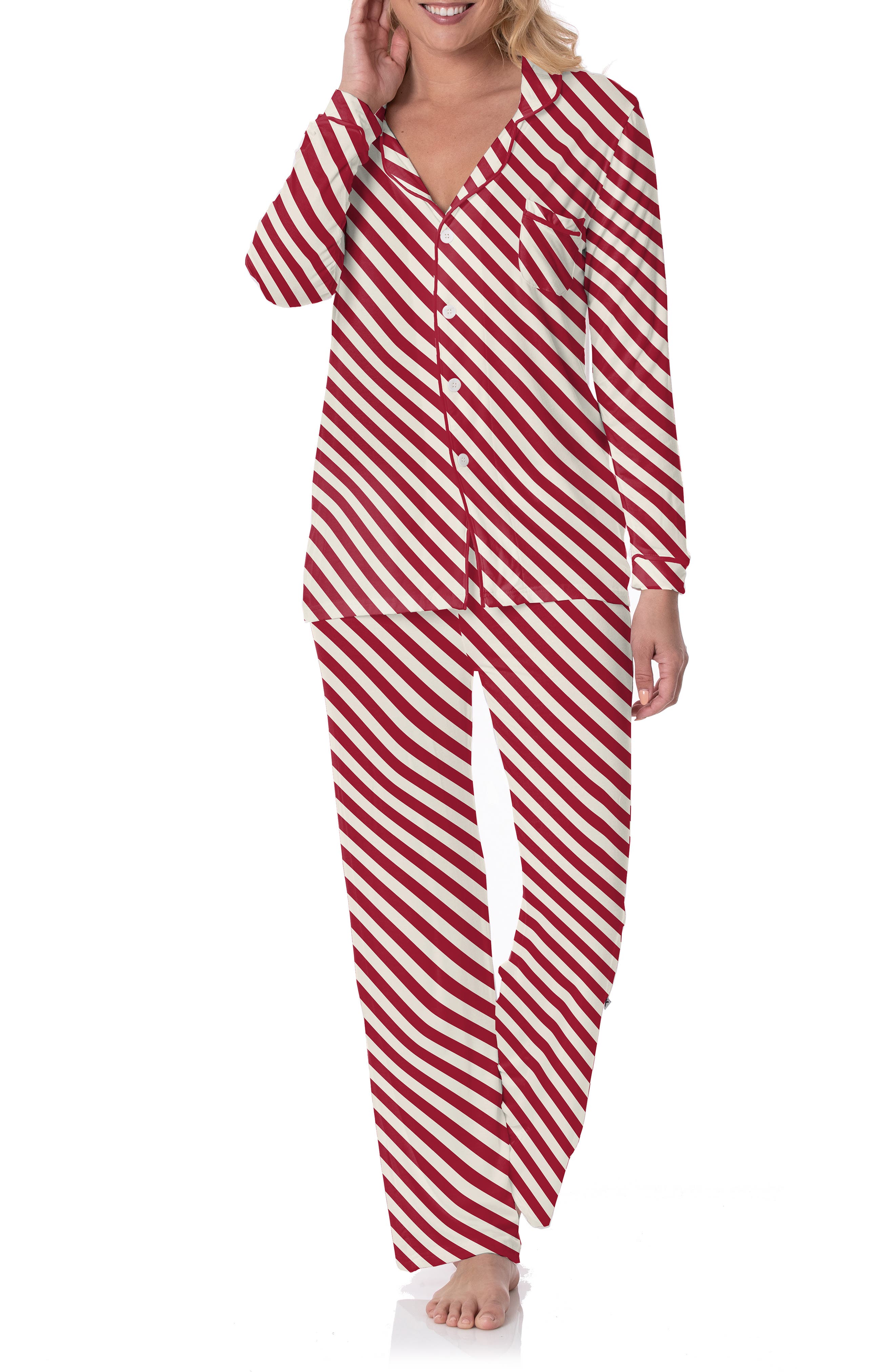KicKee Pants Stripe Pajamas in Candy Cane Twist 