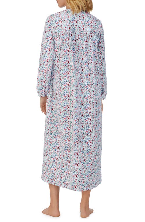 Lanz Of Salzburg Ballet Long Sleeve Flannel Nightgown In Wht Grd