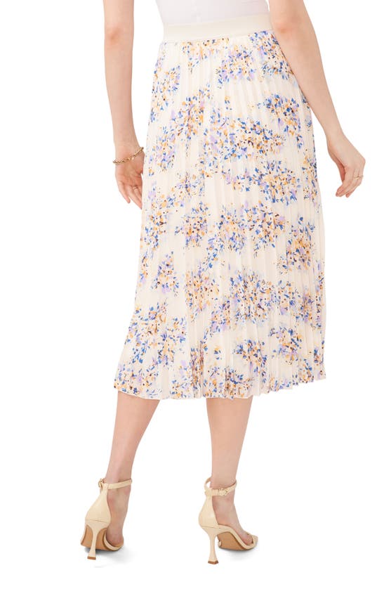 Shop Chaus Pleated Midi Skirt In Ivory/ Lavendar/ Blue