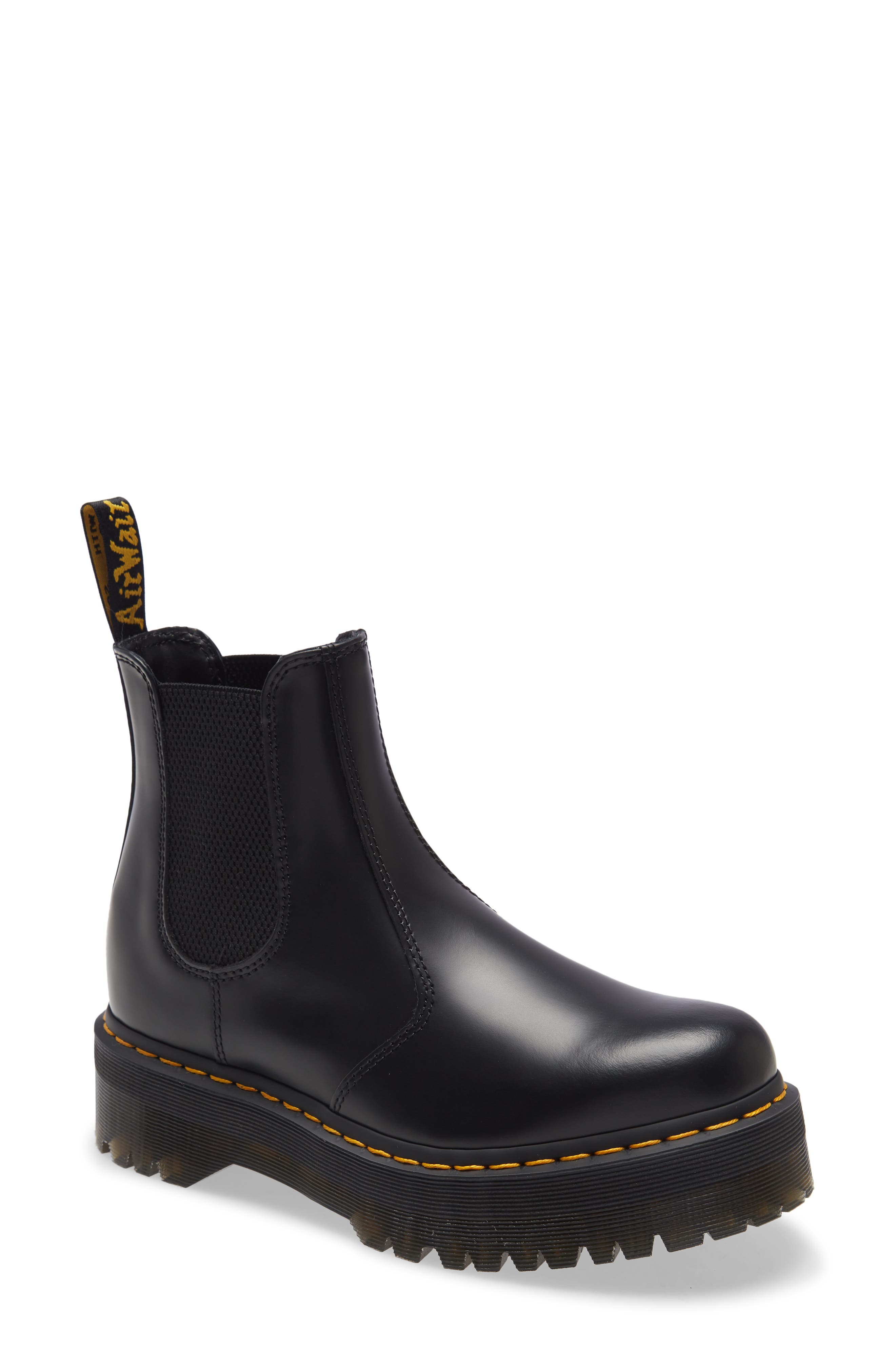 Dr. Martens 2976 Quad Platform Chelsea Boot in White Smooth Leather at Nordstrom