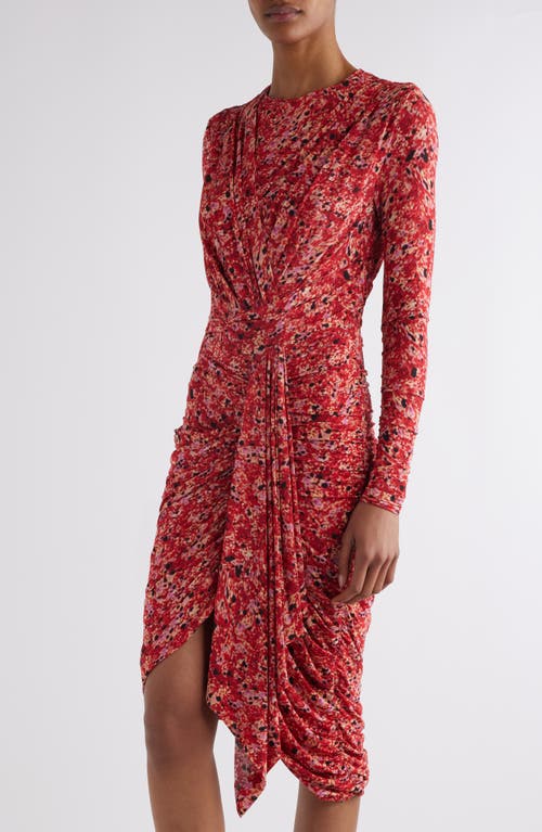 Shop Isabel Marant Zorah Long Sleeve Draped Jersey Dress In Red