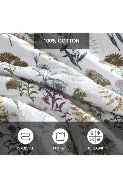 Eddie Bauer Flower Field Cotton Quilt 3-piece Set In White/grey/green
