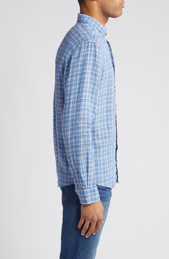 Shop Johnnie-o Omar Check Linen Button-up Shirt In Wake