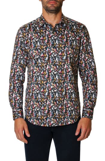 Shop Robert Graham Durham Paisley Woven Button-up Shirt In Black Multi