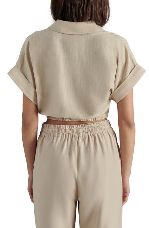 Shop Steve Madden Tori Tie Front Cotton & Linen Button-up Shirt In Natural