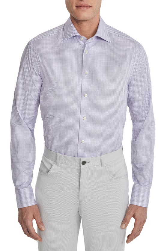 Jack Victor Arsenio Windowpane Cotton Twill Dress Shirt In Lilac