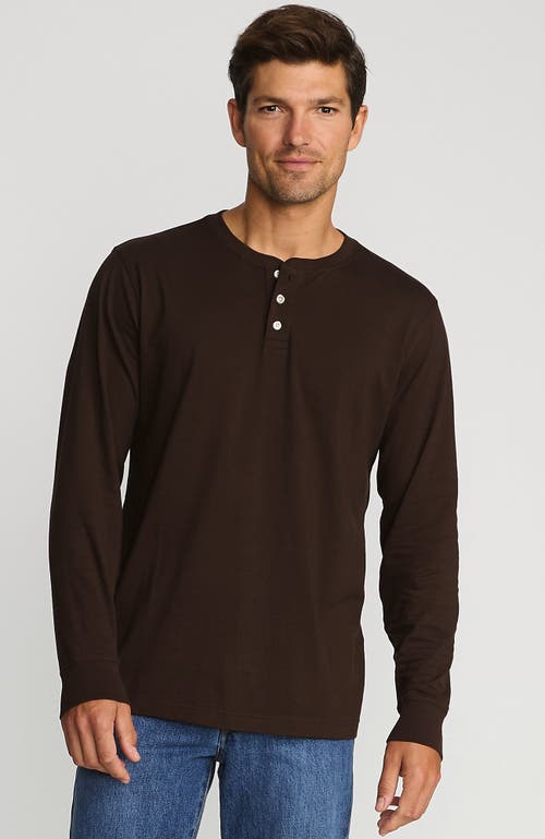 Shop Lands' End Super-t Long Sleeve Henley Shirt In Rich Coffee