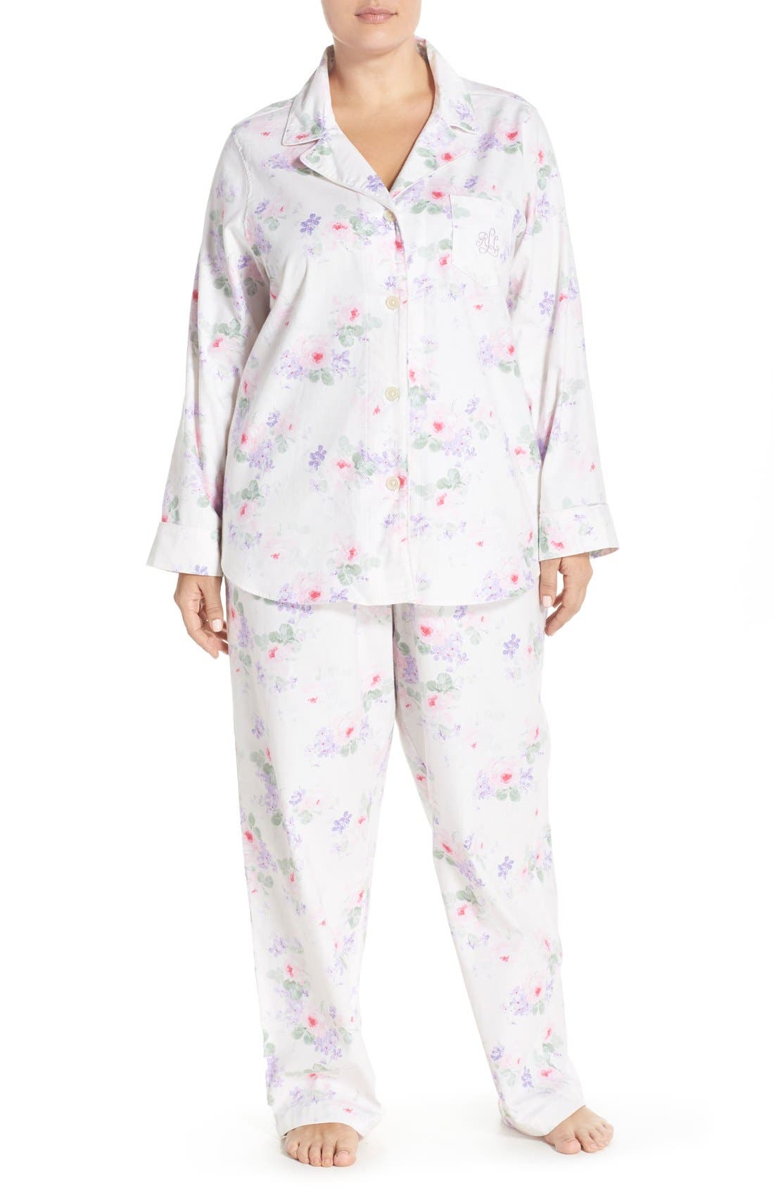 Lauren Ralph Lauren Print Brushed Twill Pajamas (Plus Size) Nordstrom