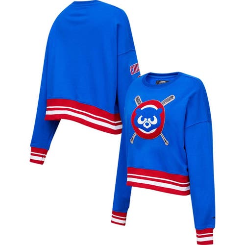 Women's Pro Standard Royal Chicago Cubs Mash Up Pullover Sweatshirt