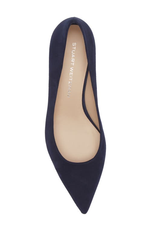 Stuart Weitzman Power Pointed Toe Kitten Heel Pump In Nice Blue