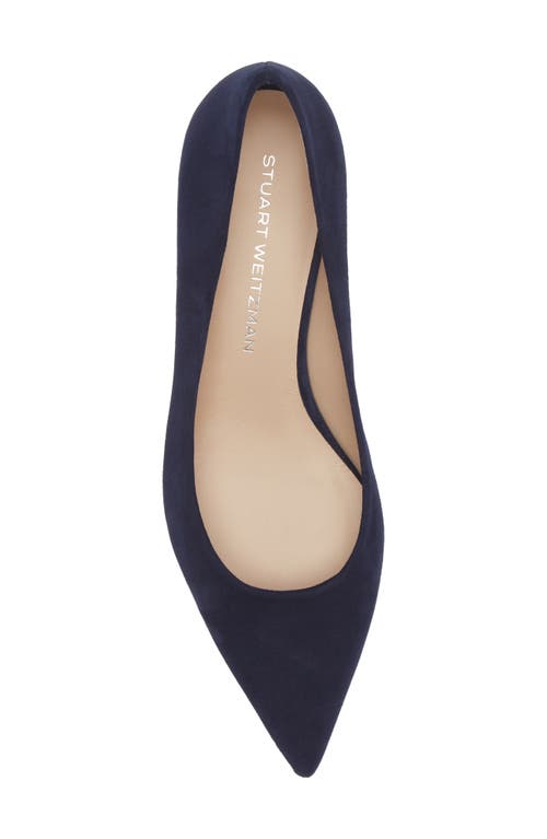 Shop Stuart Weitzman Power Pointed Toe Kitten Heel Pump In Nice Blue