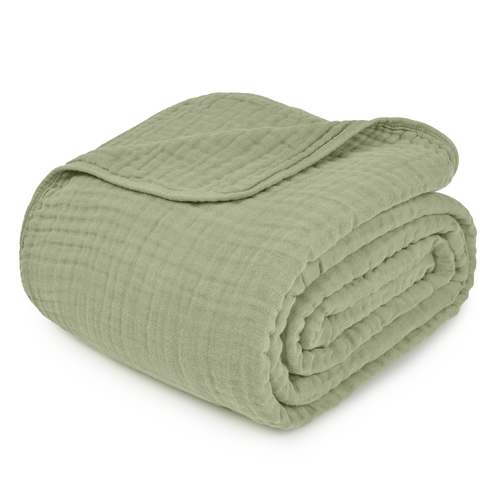 Comfy Cubs Adult Muslin Blanket In Sage