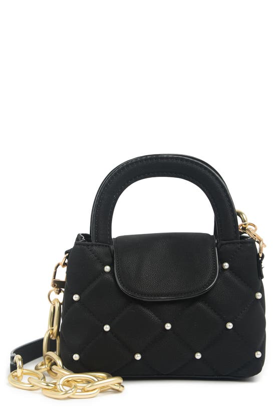 House Of Want Faux Pearl Diamond Quilt Snack Mini Satchel In Noir/ Pearls