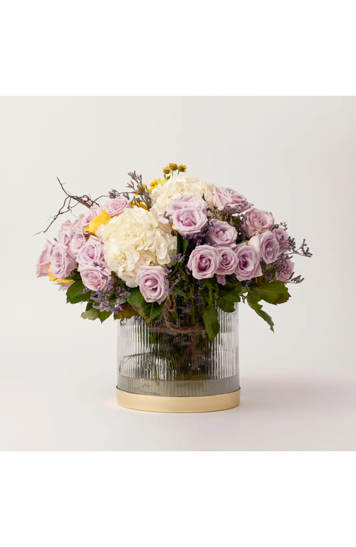 Fleck Fluted Glass Vase In Clear