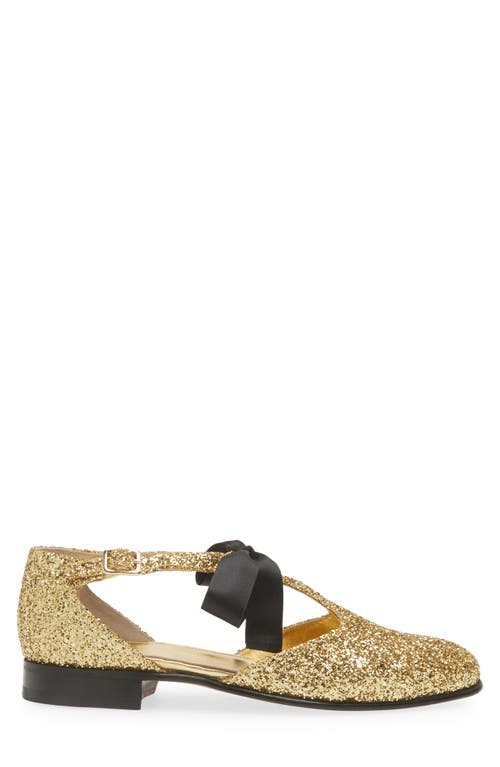 Shop Bode Glitter Theater T-strap Flat In Gold Metallic