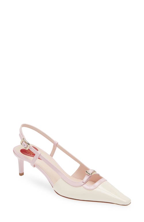 Shop Roger Vivier Mini Buckle Slingback Pump In Ivory/pink