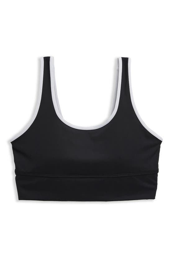 Tomboyx Straight Up Longline Bikini Top In Black Novelty