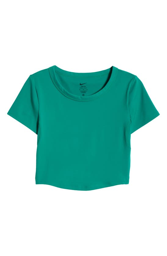 Shop Nike Phoenix Fleece Short Sleeve Crop Sweatshirt In Malachite/ Black