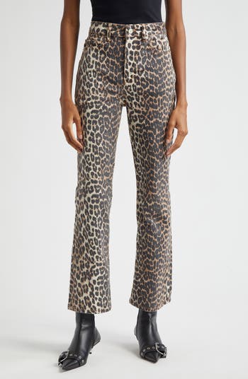 デニム・ジーパン ROTATE Women Denim Pants 1145022930 Blurry  Leopard Gree Ganni Betzy Leopard Stretch Organic Cotton Crop Jeans