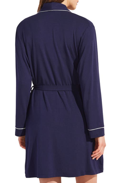 Shop Eberjey Gisele Classic Robe In Navy/ivory