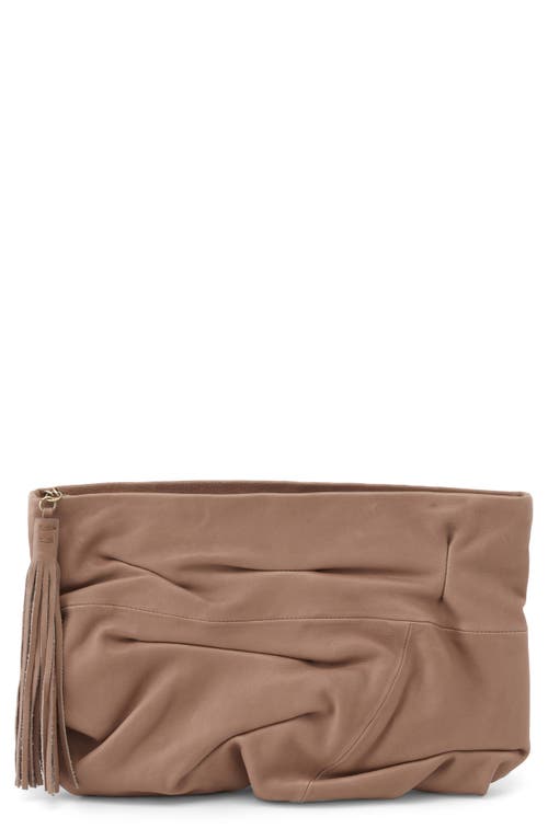 HOBO Brave Leather Clutch in Taupe