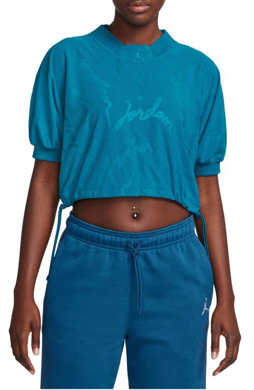 Jordan Jacquard Terry Crop Top Industrial Blue at Nordstrom,