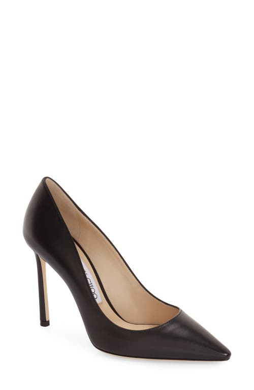 Jimmy Choo Romy 100 Leather Pump in Black Leather