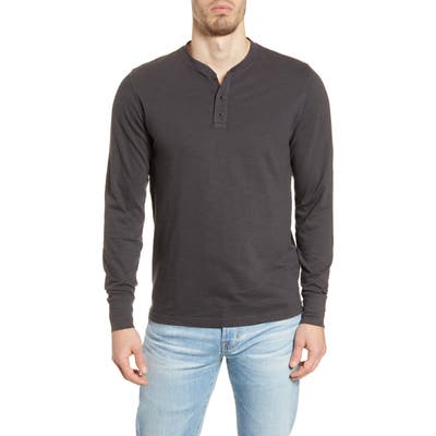 Faherty Long Sleeve Organic Cotton Henley, Black