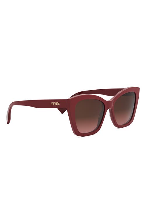 Shop Fendi ' Lettering 55mm Gradient Square Sunglasses In Shiny Red/gradient Brown