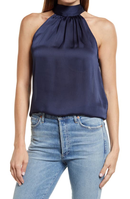 1.state Satin Halter Top In Mood Indigo