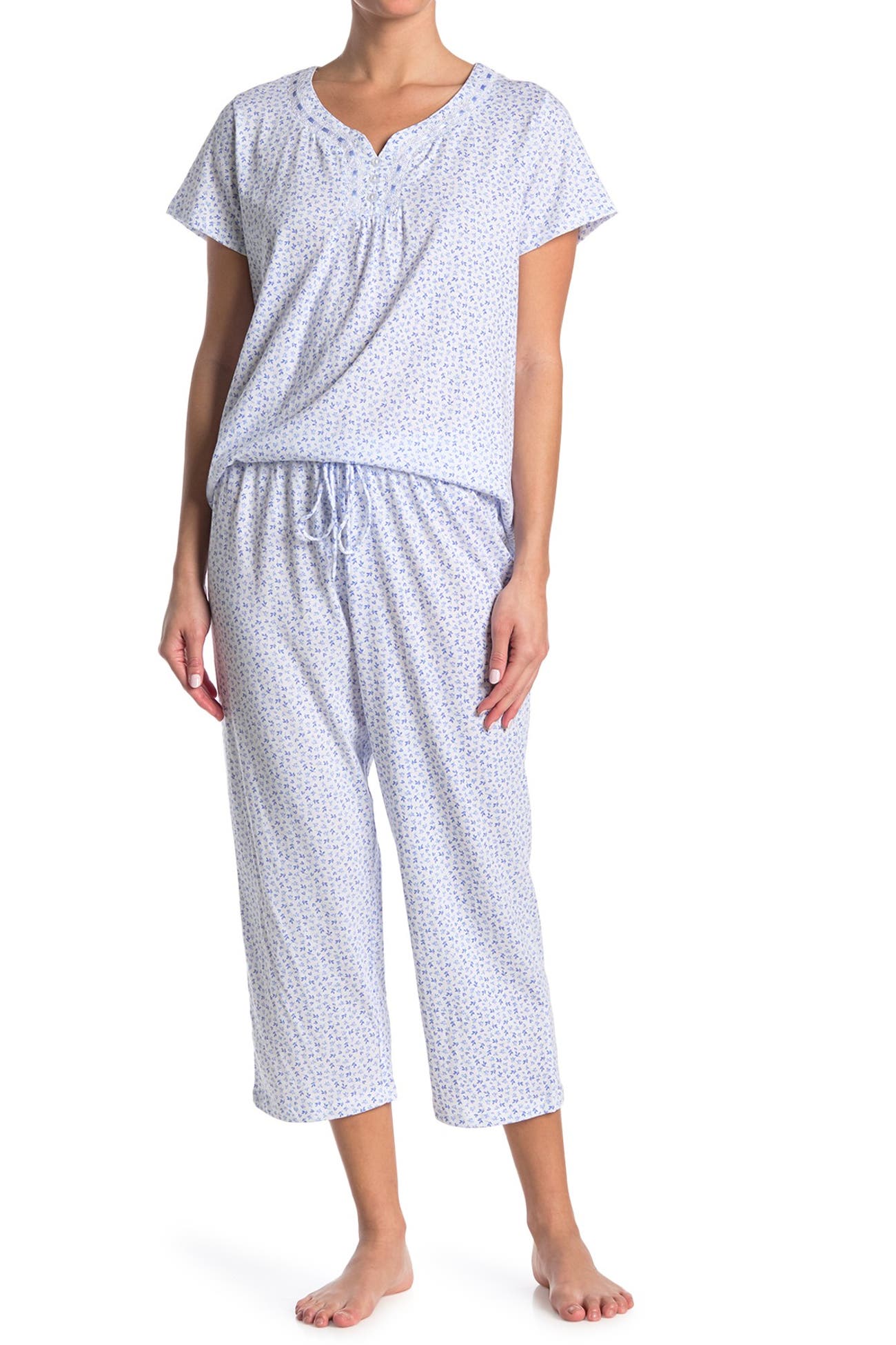 ARIA | Floral Shirt & Capri Pants Pajama Set | Nordstrom Rack