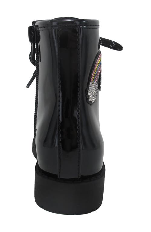 Shop Jellypop Kids' Lil Jenna Rainbow Appliqué Boot In Black