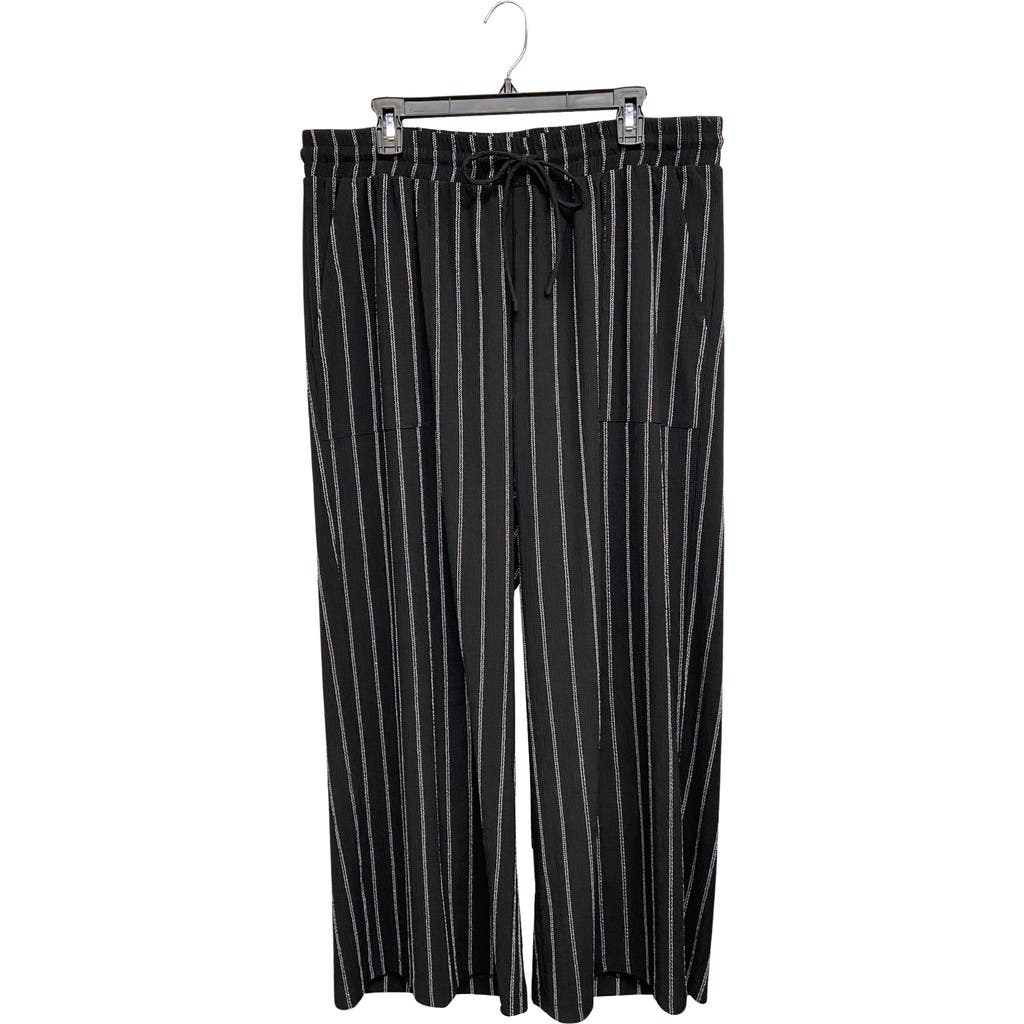 Shop Ruby & Wren Pinstripe Wide Leg Pants In Black/white