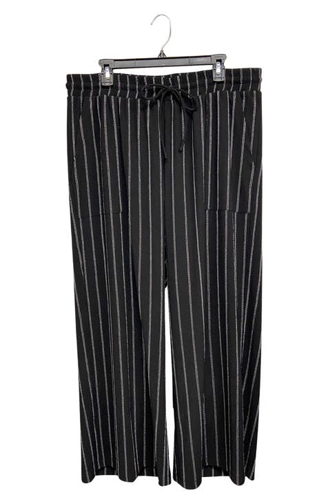 Pinstripe Wide Leg Pants (Plus)