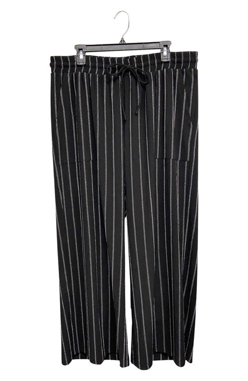 Shop Ruby & Wren Pinstripe Wide Leg Pants In Black/white