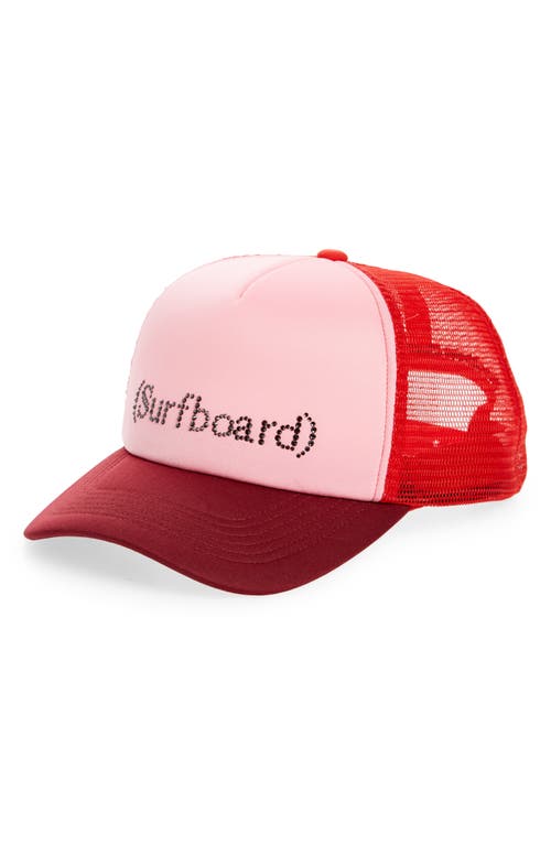 STOCKHOLM SURFBOARD CLUB Pete Swarovski Crystal Embellished Trucker Hat in Pink/Red at Nordstrom