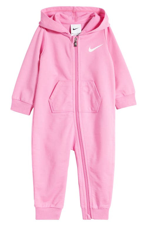 Nike Essential Hooded Cotton Blend Coverall in Playful Pink