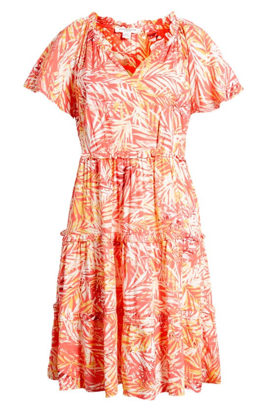 Shop Beachlunchlounge Camila Floral Flutter Sleeve Dress In Pink Sun Palms
