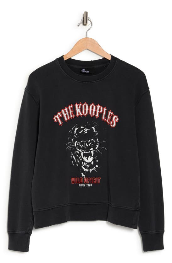 Shop The Kooples Cotton Graphic Sweatshirt In Black Washed