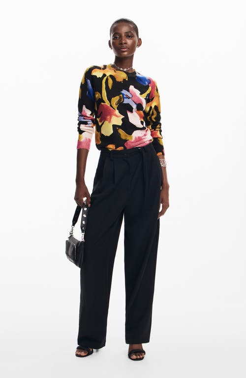 Desigual Abbotsford Floral Crewneck Sweater In Black