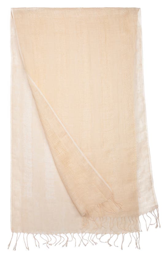 Saachi Fringe Linen Scarf In Cream