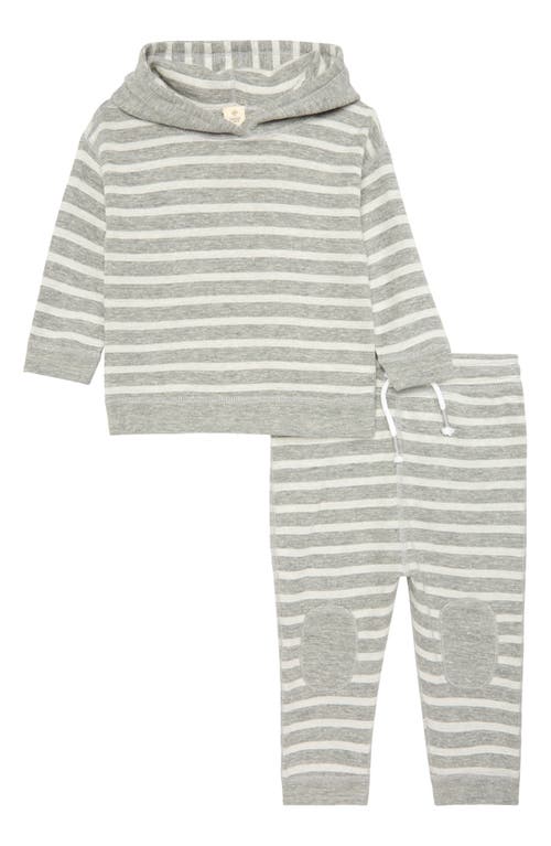 Tucker + Tate Stripe Reversible Hoodie & Joggers Set in Grey Md Heather- Ivory Stripe