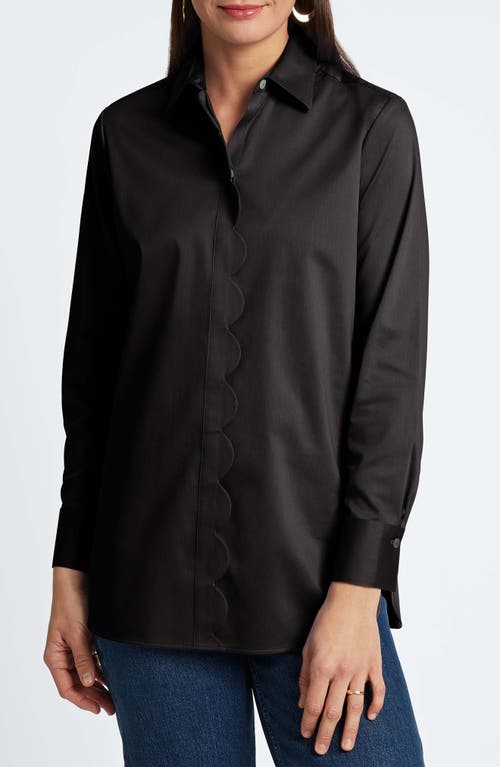 Shop Foxcroft Layla Sateen Button-up Shirt In Black