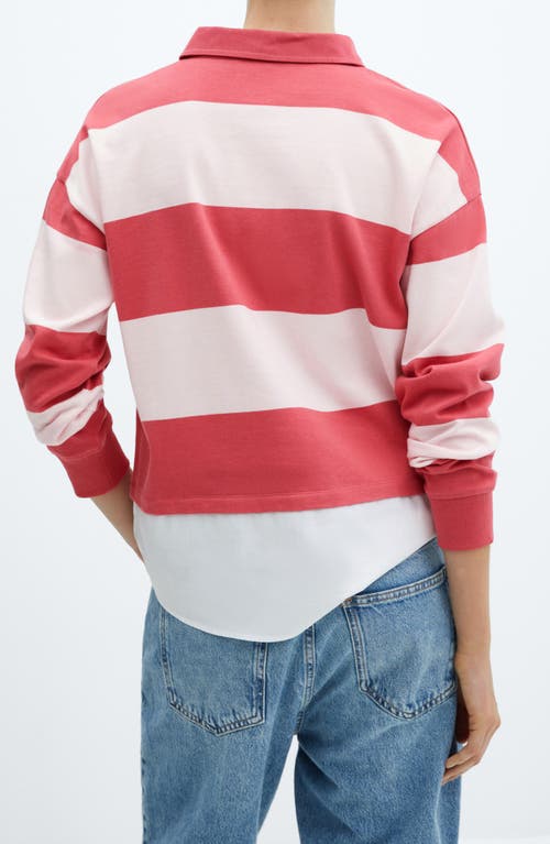 Mango Stripe Polo In Pink
