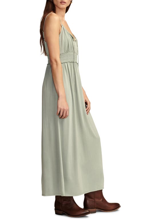 Shop Lucky Brand Sandwash Smocked Dress In Chinois Green